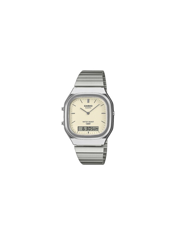 Casio Vintage analogno-digitalni sat sa mat belim brojčanikom i retro dizajnom. Alarm, štoperica i druga vremenska zona. Poruči online!
