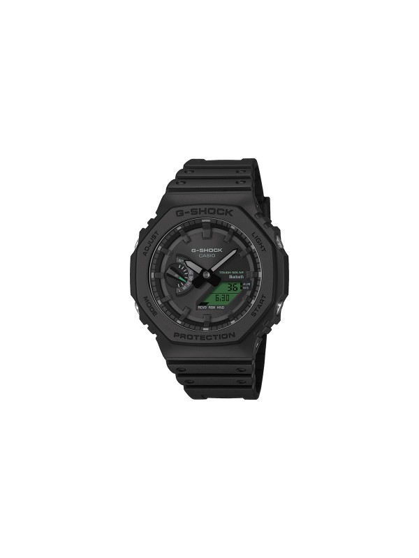 Casio G-SHOCK sat sa Bluetooth povezivanjem i solarnim napajanjem. Otporan na udarce, sa elektrozelenim detaljima i modernim dizajnom.