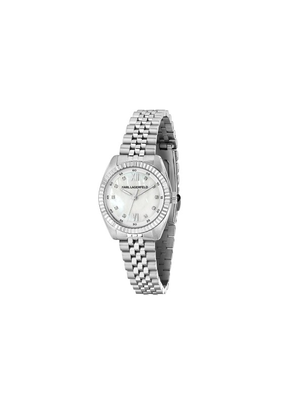 Karl Lagerfeld Timeless Code ženski sat u srebrnoj boji sa kvarcnim mehanizmom. Elegantan dizajn od nerđajućeg čelika. Naruči online!
