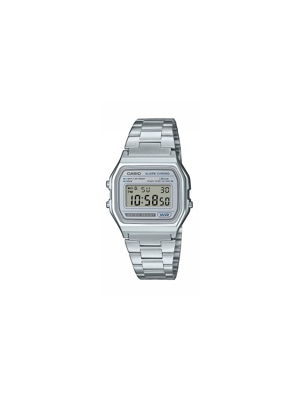 Kultni CASIO Vintage A158WEA-7EF unisex sat. Retro dizajn u srebrnom tonu sa digitalnim prikazom, LED svetlom i baterijom od 7 godina. Večna klasika za svaki dan.