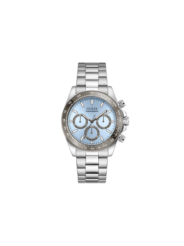 GUESS Arthur GW1058G1 muški sportski hronograf. Čelično kućište od 42mm sa gunmetal koronom i ledeno plavim brojčanikom. Vodootporan 50m.