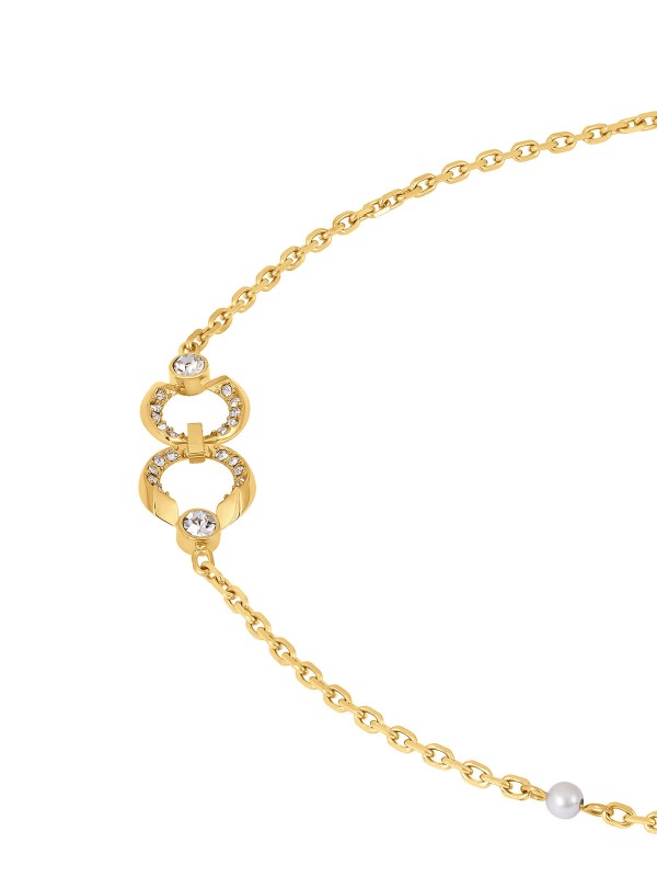 Dugačka CERRUTI 1881 Celeste ženska ogrlica u zlatnom tonu (70+5cm). Prepoznatljiv dizajn sa duplim "C" logotipom i cirkonima na kvalitetnom čeliku.