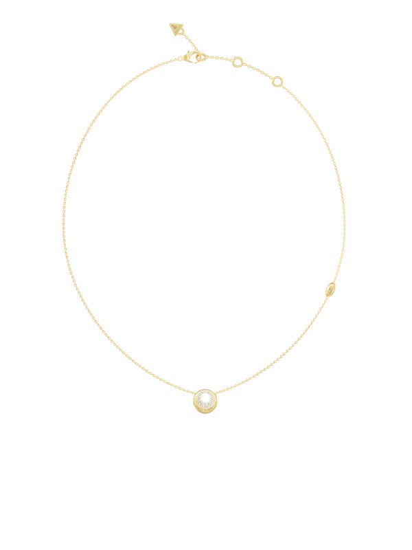 Guess ženska ogrlica od nerđajućeg čelika u boji žutog zlata sa cirkonima. Elegantna i podesiva. Poručite online i istaknite svoj stil!