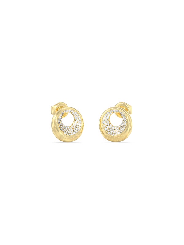 Elegatne Guess ženske minđuše od nerđajućeg čelika u boji žutog zlata sa cirkonima. Savršen dodatak za svaki dan. Kupite odmah online!