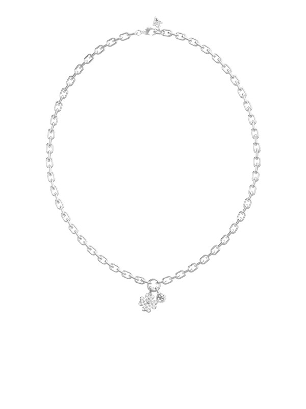 Guess ženska ogrlica od nerđajućeg čelika u boji srebra sa simbolom deteline sa 4 lista. Elegantna i moderna. Poručite online odmah!