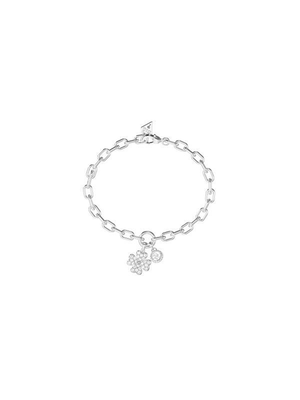 Guess ženska narukvica od nerđajućeg čelika u boji srebra sa simbolom sreće. Elegantna i podesiva za svaki stil. Poručite online odmah!