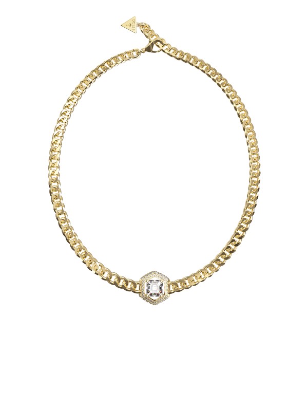 Guess ženska ogrlica od nerđajućeg čelika u boji žutog zlata sa cirkonima. Elegantna i moderna za svaku priliku. Kupite odmah online!