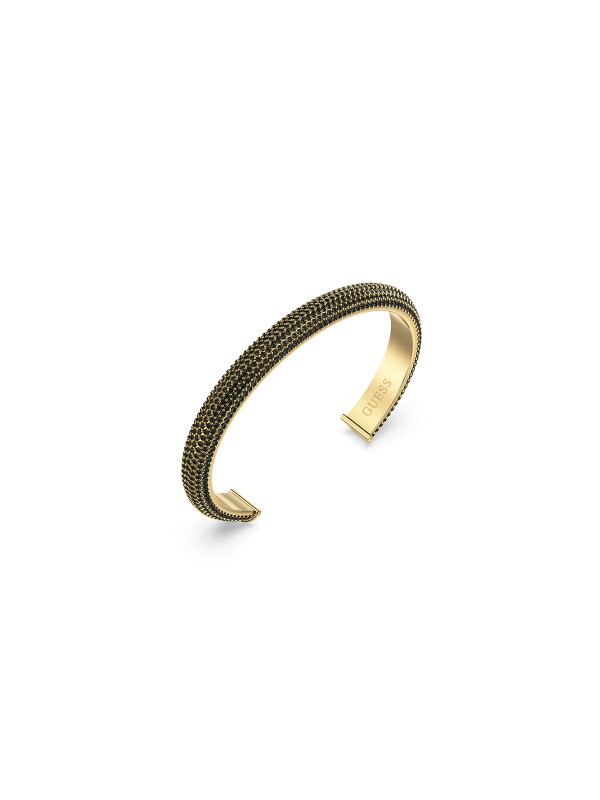 Ženska narukvica od legure metala u boji žutog zlata sa crnim cirkonima. Elegantni modni dodatak za svaku priliku. Kupite odmah online!