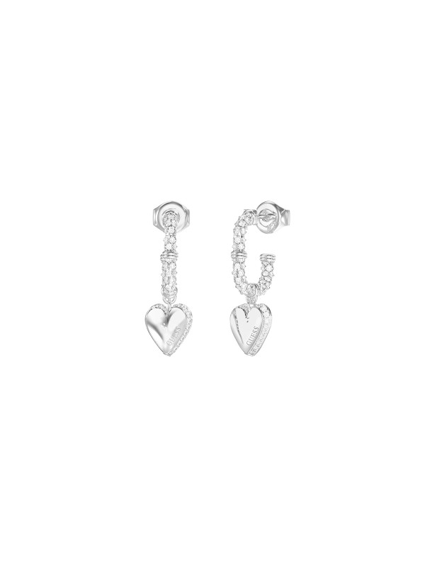 Guess ženske minđuše od nerđajućeg čelika u boji srebra sa cirkonima i srcem. Elegantne i moderne, savršene za svaki dan. Kupite odmah online!