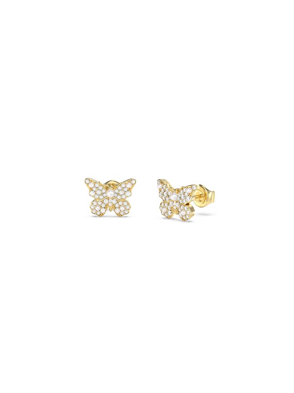 Guess ženske minđuše od nerđajućeg čelika u boji žutog zlata sa cirkonima i bisernom perlom. Elegantne i sofisticirane. Kupite odmah online!