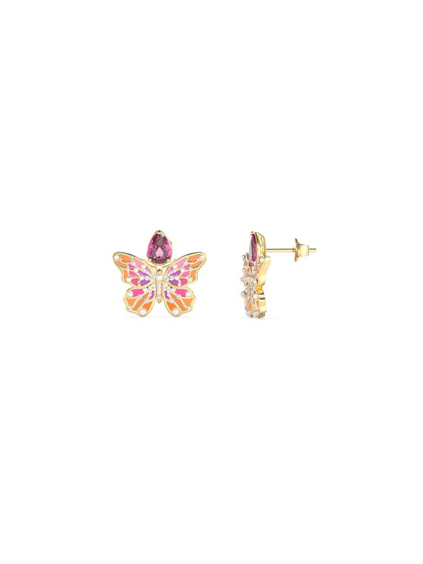 Elegantne ženske minđuše od nerđajućeg čelika u boji žutog zlata sa pink cirkonom. Savršen dodatak za svaki dan. Kupite odmah online!