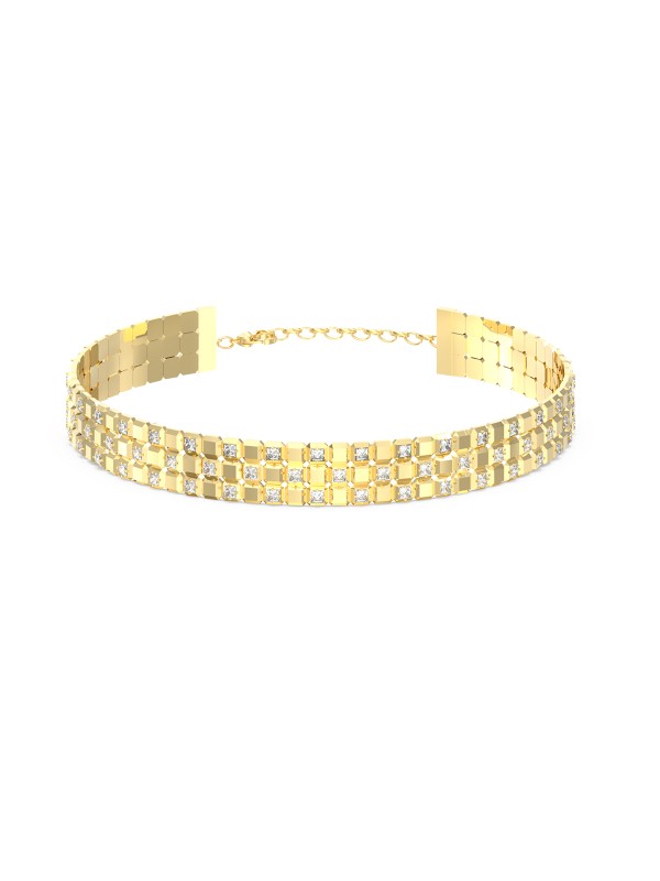 Guess ženska ogrlica choker od nerđajućeg čelika u boji žutog zlata sa cirkonima. Elegantna i moderna. Poručite online odmah!