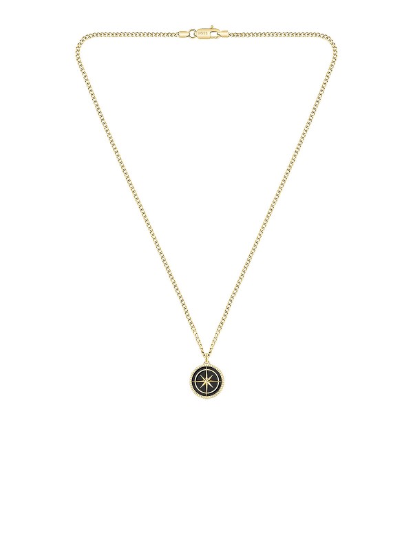 Muška ogrlica od nerđajućeg čelika u boji žutog zlata sa modernim medaljonom. Savršen dodatak za stilskog muškarca. Kupite odmah online!