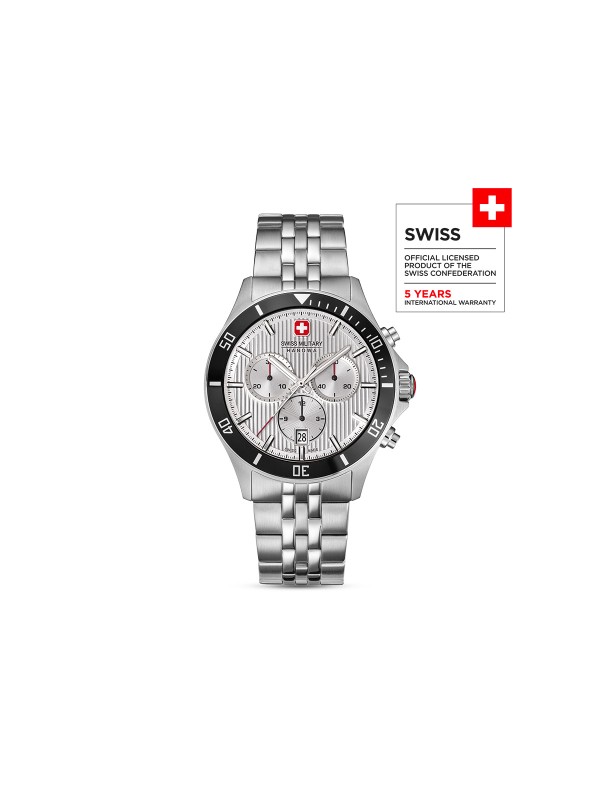 Swiss Military Hanowa Flagship Heritage Chrono sa srebrnim brojčanikom i safirnim staklom. Swiss Made hronograf, vodootpornost 100 m.