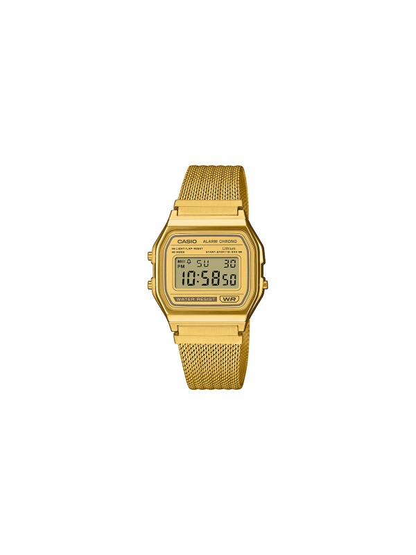 Unisex Casio Vintage sat sa gumenim kućištem i mesh narukvicom od nerđajućeg čelika u boji žutog zlata. Naruči online!