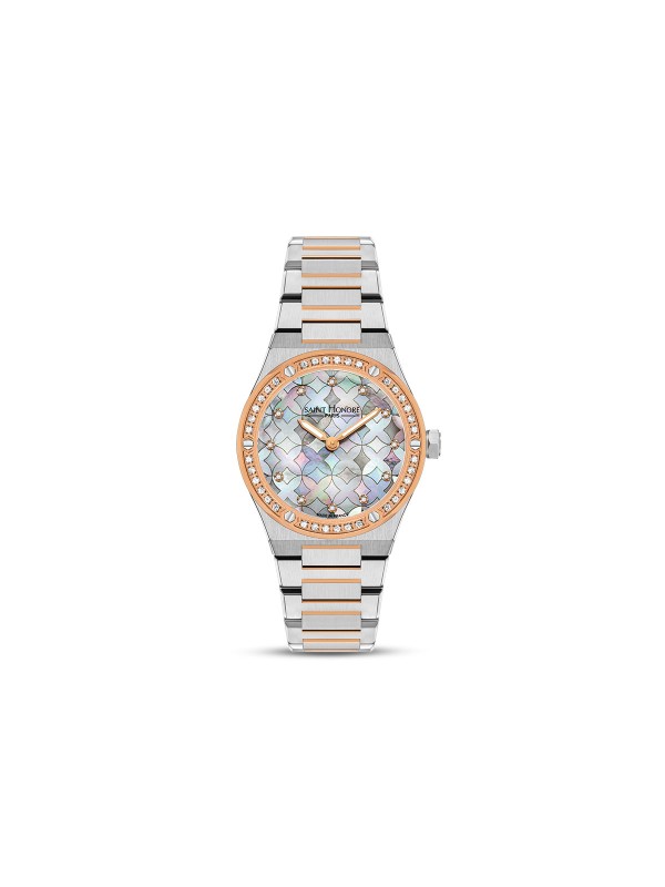 Saint Honore Paris Haussman Lady ženski sat sa svetloplavim mozaik sedefnim brojčanikom i 48 dijamanata. Kvarcni mehanizam, Made in France. Naruči online!