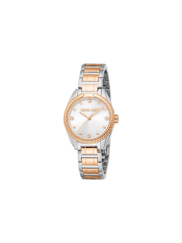 Roberto Cavalli Mirabile ženski sat u kombinaciji srebra i roze zlata sa cirkonima. Prečnik 30 mm i elegantan dizajn. Naruči online!