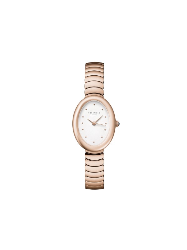 Rosefield OVAL ženski sat u boji roze zlata sa ovalnim kućištem. Mineralno staklo, narukvica od čelika i elegantan dizajn. Naruči online!