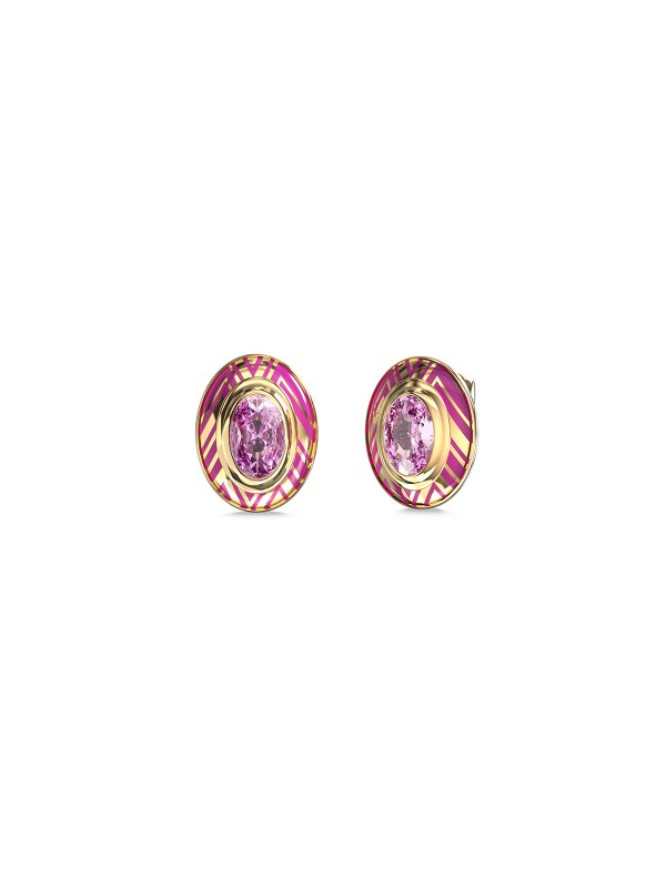 Guess ženske minđuše u boji žutog zlata sa pink kristalom. Nerđajući čelik i elegantan, moderan dizajn. Naruči online!