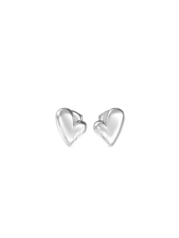 Ženske Guess minđuše u srebrnoj boji sa fluidnim srcem. Nerđajući čelik, veličina 8 mm i elegantan dizajn. Naruči online!