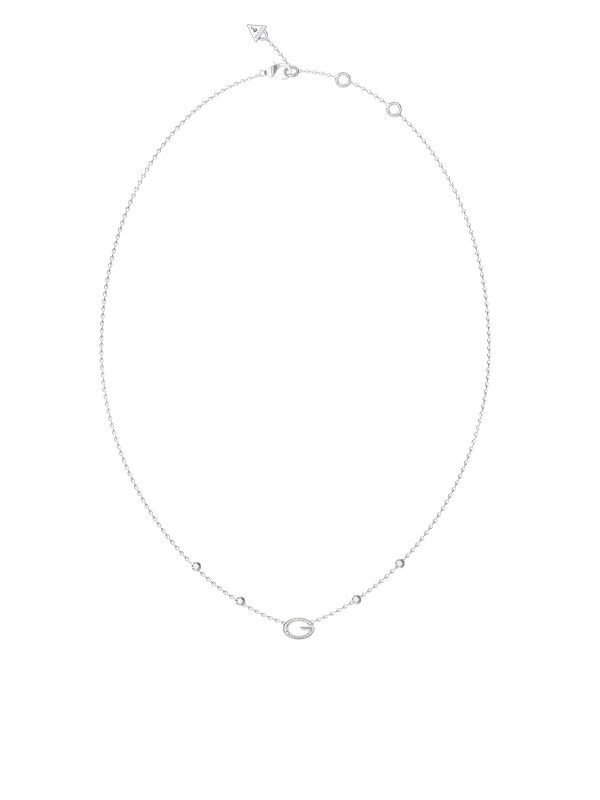 Guess ženska ogrlica u srebrnoj boji sa cirkonima i detaljem slova G. Podesiva dužina 41–46 cm i elegantan dizajn. Naruči online!