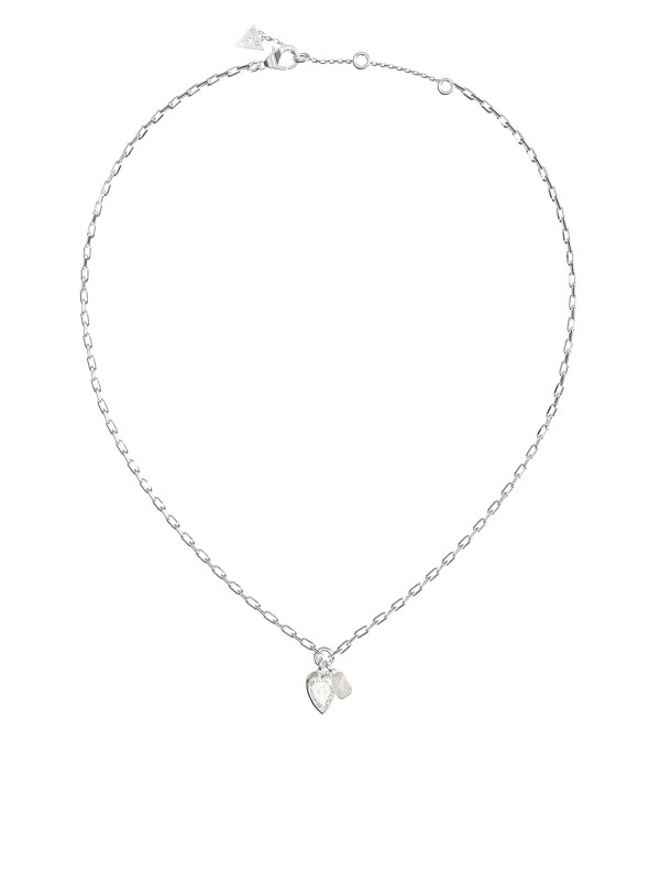 Ženska Guess ogrlica u srebrnoj boji sa tankim lančićem i srcem od cirkona. Podesiva dužina 41–46 cm. Naruči online!