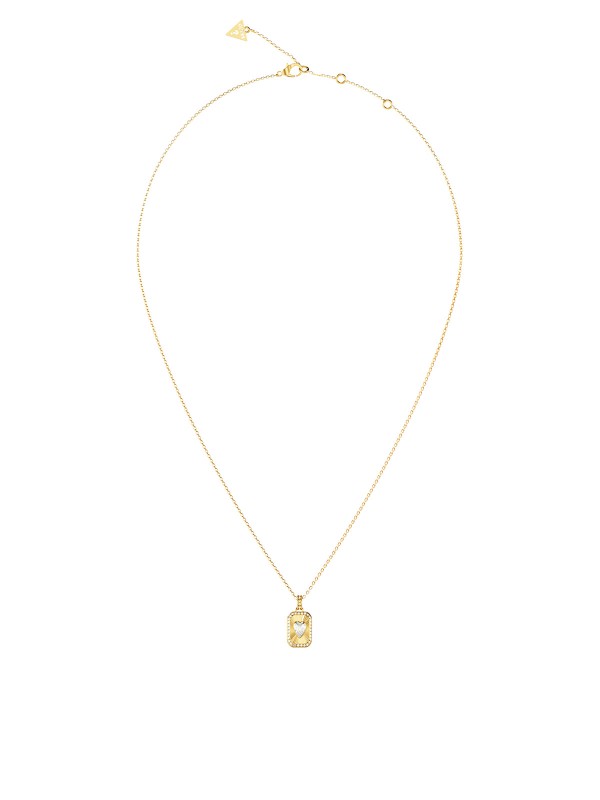Ženska Guess ogrlica u boji žutog zlata sa kristalnim srcem i cirkonima. Nerđajući čelik i elegantan dizajn. Naruči online!