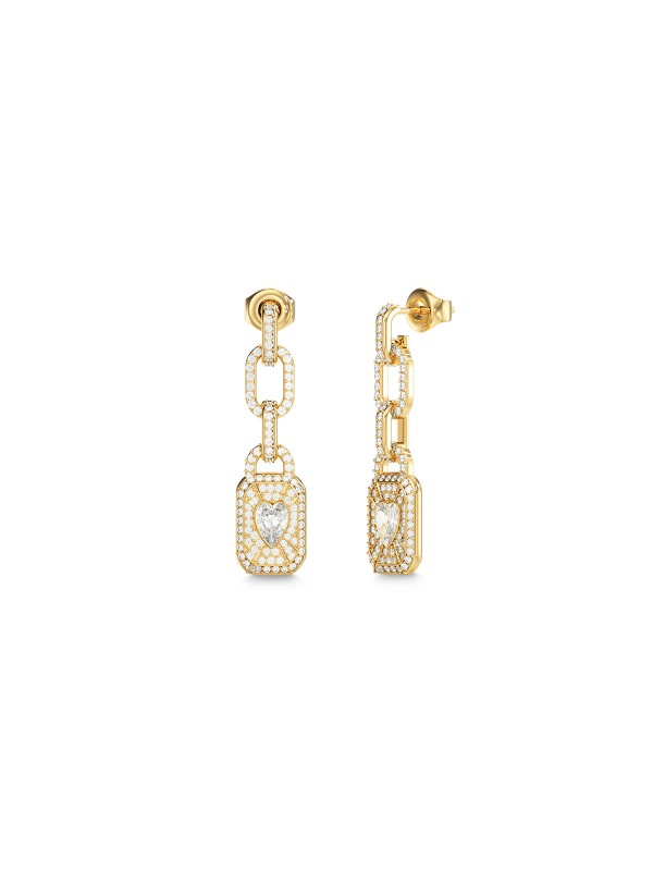 Guess ženske minđuše u boji žutog zlata sa cirkonima i kristalom u obliku srca. Elegantan i romantičan dizajn. Naruči online!