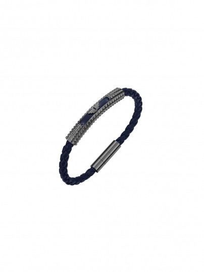 Police Urban Texture mušku narukvicu - modni detalj za muškarce od teget kože sa detaljem u gunmetal boji, poručite putem Timer.co.rs online shop-a.