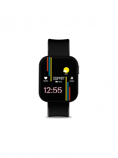 Moderan Esprit pametni sat s crnom silikonskom narukvicom, AMOLED ekranom i naprednim funkcijama za aktivan stil života.