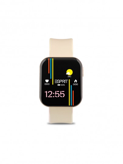 Moderan Esprit pametni sat sa bež silikonskom narukvicom, AMOLED ekranom i naprednim funkcijama za aktivan stil života.