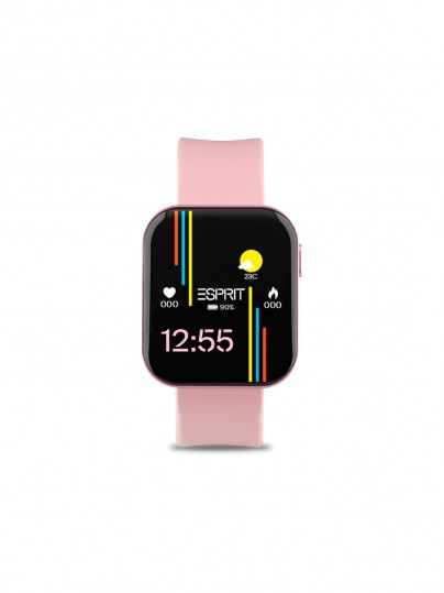 Moderan Esprit pametni sat sa roze silikonskom narukvicom, AMOLED displejom i naprednim funkcijama za aktivan stil života.