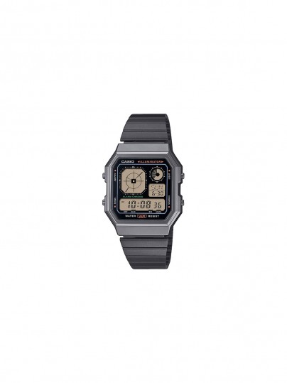 Casio Vintage digitalni sat u crnoj boji sa retro dizajnom, LED osvetljenjem, svetskim vremenom i vodootpornošću. Idealno za svakodnevnu upotrebu.