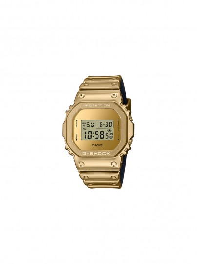 Kultni G-SHOCK GM-5600YMG-9ER kombinuje klasični digitalni stil sa žuto-zlatnim čeličnim okvirom i sjajnom silikonskom narukvicom.