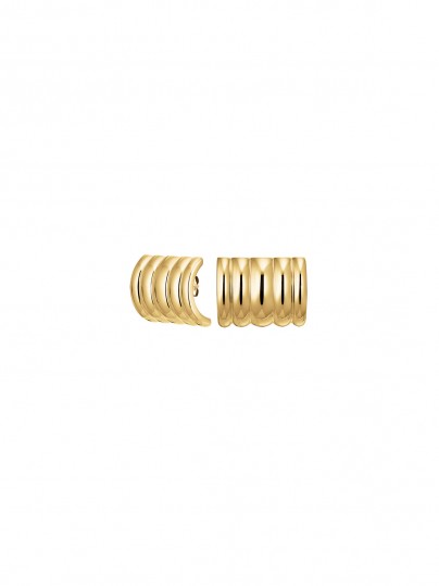 Rosefield minđuše Ribbed Earrings od nerđajućeg čelika u boji žutog zlata za elegantan i moderan izgled.