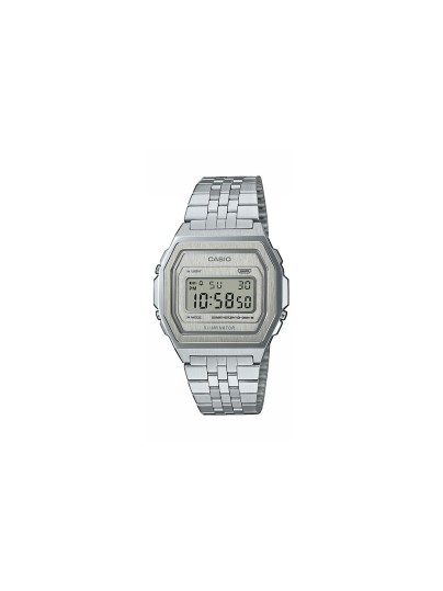 CASIO A1000A-7EF – retro digitalni unisex sat u boji srebra, izrađen od nerđajućeg čelika sa kompaktnim dimenzijama i klasičnim dizajnom. LED osvetljenje, štoperica, dnevni alarm i automatski kalendar čine ga idealnim za svakodnevnu upotrebu. Vodootpornost u skladu sa standardom ISO 22810.