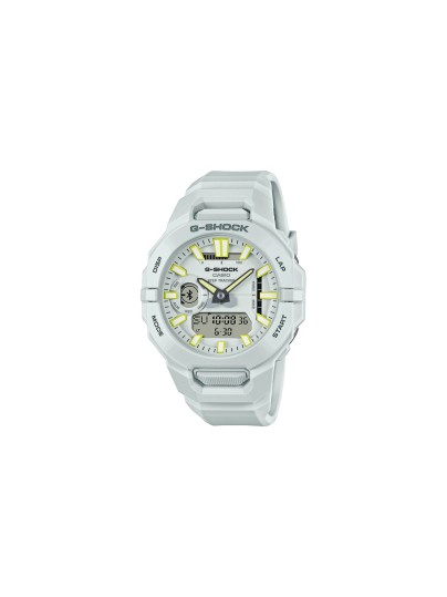 G‑SHOCK GBA‑950‑7AER – fitness muški sat iz G‑SQUAD linije u off-white boji sa Bluetooth povezivanjem, meranjem koraka, automatskim lap funkcijama i baterijom koja traje do 2 godine. Vodootporan do 200 m.