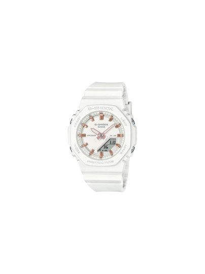 G-SHOCK GMA-P2100M-7AER ženski sportski sat GA-2100 serije, belo kućište i rosegold detalji, bio-guma, vodootporan 200m. Stil i funkcionalnost u jednom.
