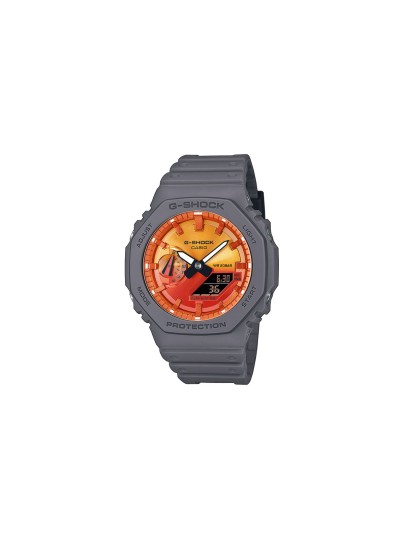 G-SHOCK GA-2100FL-8AER muški sportski sat serije FLAME INSIDE sa vatreno narandžastim brojčanikom, bio guma kućište, 200m vodootpornost.