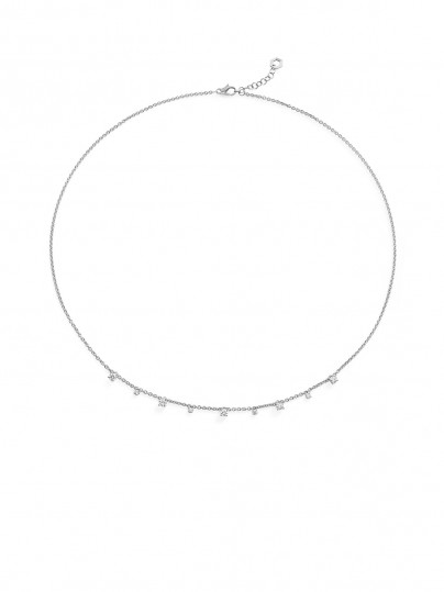 Elegantna Burato Solitaire ogrlica od 18ct belog zlata sa visećim dijamantima, savršena za sofisticiran izgled.