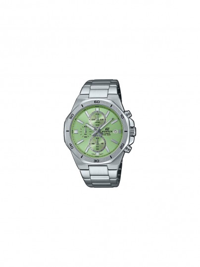 Muški sportski sat Casio Edifice sa mint zelenim brojčanikom, čvrstog dizajna, vodootporan do 100m, sa štopericom i neon displejom.
