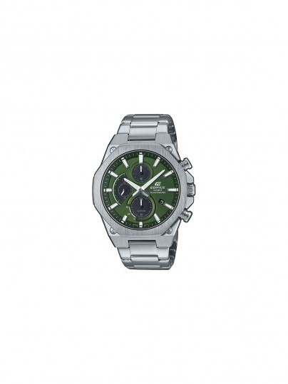 Tanak Casio Edifice hronograf sa safirnim staklom i zelenim brojčanikom, solarna baterija, vodootporan do 100m, luksuzan dizajn.