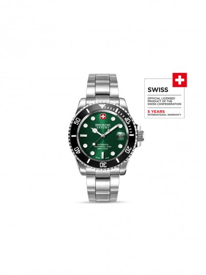 SWISS MILITARY HANOWA Sealord je automatski ronilački sat sa zelenim brojčanikom, vodootporan do 200m, idealan za podvodne avanture.