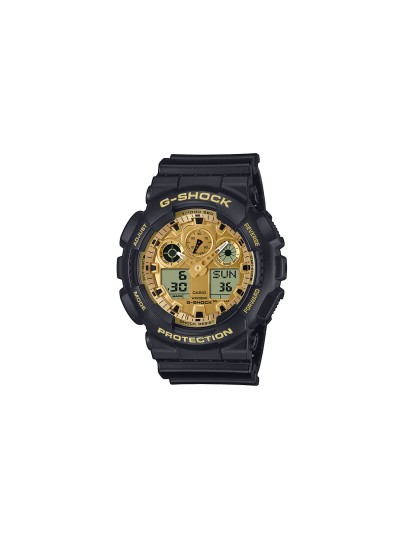 G-SHOCK GA-100GGB-1A9ER – muški sportski sat iz kolekcije G-Shock Classic. analogno digitalni kvarcni mehanizam, izrađen od gumeno kućište sa gumena narukvica. Vodootporan, otporan na udarce i idealan za aktivan stil života.