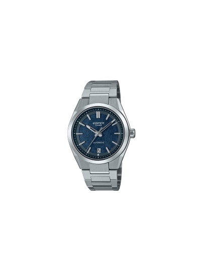 CASIO EDIFICE EFK-100D-2AER – automatski sat u boji srebra sa brojčanikom teget boje, inspirisan motosport dizajnom visokih performansi. Elektroformirajući brojčanik sa teksturom u stilu kovanog karbona, safirno staklo otporno na ogrebotine i jasno definisana korona, daju ovom modelu autentičan sportski izgled. Mehanički mehanizam sa 40 sati rezerve snage vidljiv je kroz providnu poleđinu kućišta, dok vodootpornost do 100m garantuje pouzdanost u svakodnevnoj upotrebi.