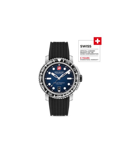 Swiss Military Hanowa Black Marlin muški ronilački sat sa teget brojčanikom. Kućište 44 mm, nerđajući čelik i vodootpornost do 200 m. Naruči online!