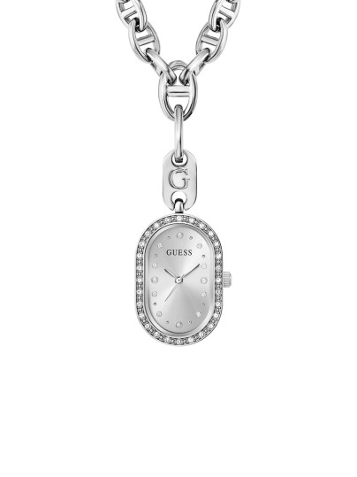 Guess Odette ženska ogrlica-sat u srebrnoj boji sa cirkonima i sunray brojčanikom. Elegantan i upečatljiv dizajn. Naruči online!