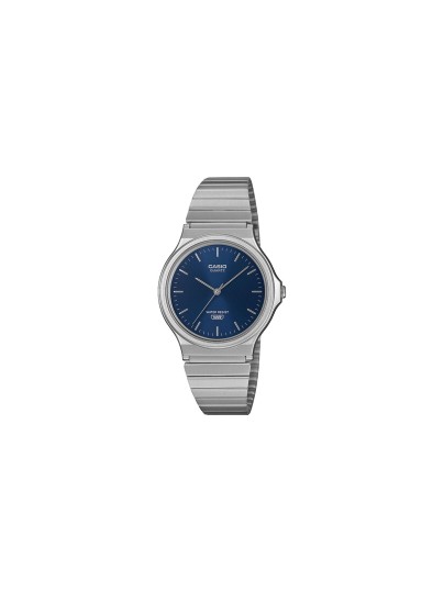 Casio Timeless unisex sat sa teget brojčanikom i srebrnim kućištem. Kvarcni mehanizam, retro dizajn i vodootpornost do 30 m. Naruči online!