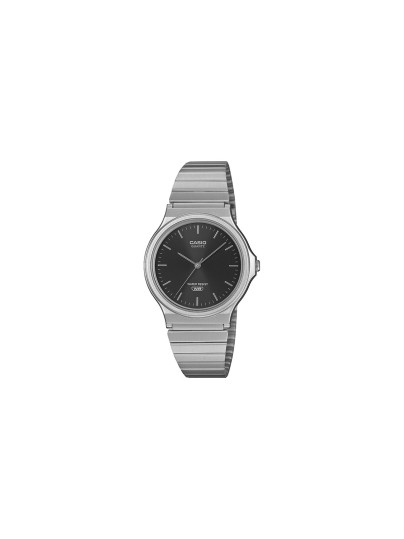 Casio Timeless unisex sat sa crnim brojčanikom i srebrnim kućištem. Analogni kvarcni mehanizam, retro dizajn i vodootpornost do 30 m. Naruči online!