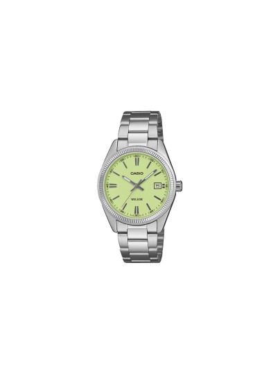 Casio unisex sat sa svetlozelenim brojčanikom i srebrnim kućištem. Analogni kvarcni mehanizam i vodootpornost do 50 m. Naruči online!
